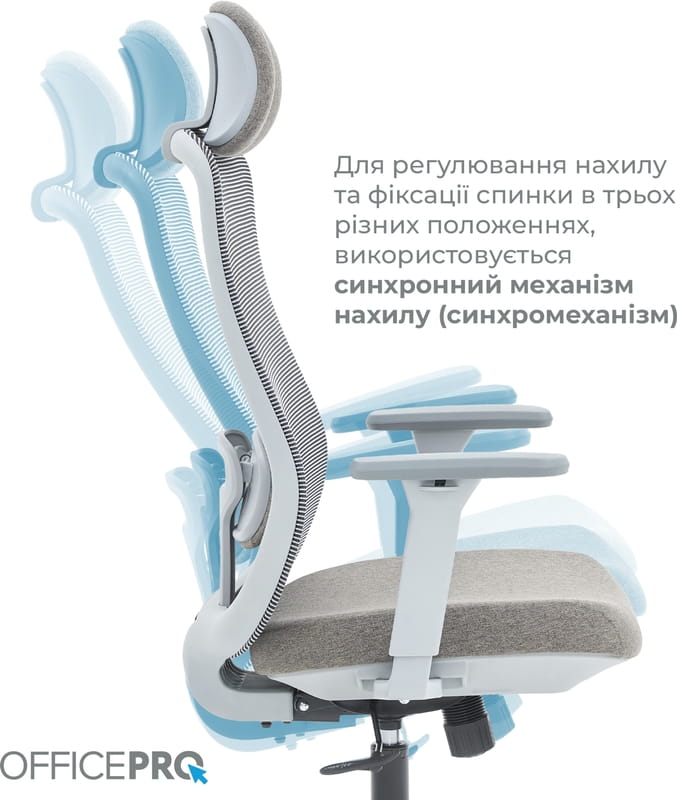 Купить Кресло офисное Officepro Wave OC670-G-G-G Grey Кресло офисное Officepro Wave OC670-G-G-G Grey