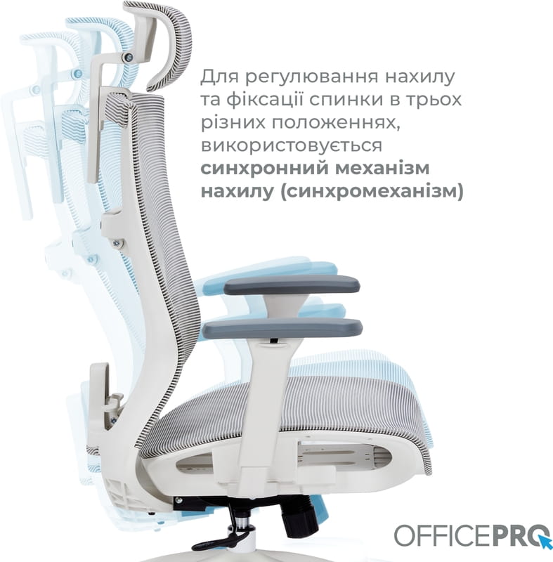 Кресло офисное Officepro Balance OC620-W-LG-LG White/Dark Gray