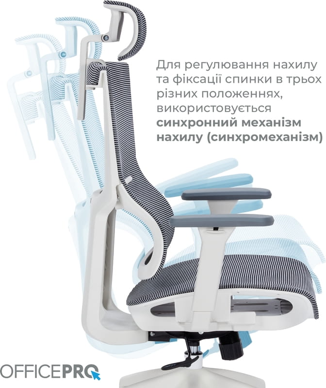 Крісло офісне Officepro Elegant OC660-W-DG-DG White/Dark Gray