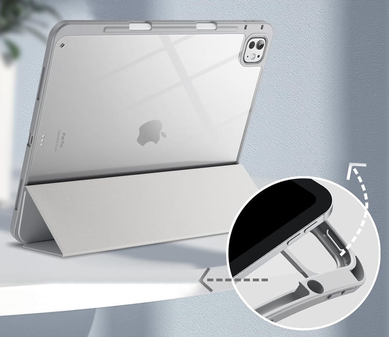 Чохол-книжка BeCover Soft Edge TPU з кріпленням Apple Pencil для Apple iPad Pro 13" M4 2024 Gray (711718)
