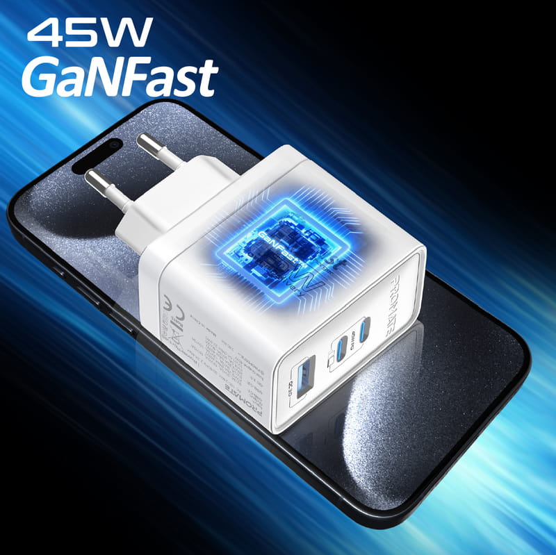Зарядное устройство Promate PowerPort 45W White