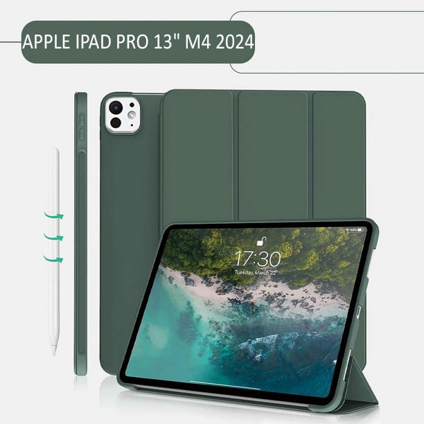 Чeхол-книжка BeCover Tri Fold Soft TPU Silicone для Apple iPad Pro 13" M4 2024 Dark Green (711752)