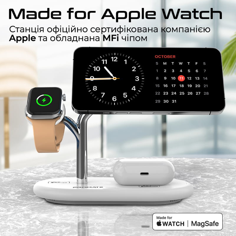 Беспроводное зарядное устройство Promate Synergy-Pro MagSafe 57W White