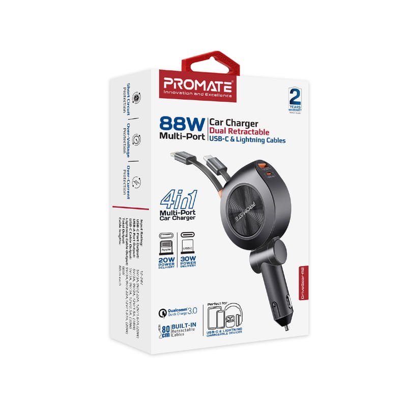Автомобильное зарядное устройство Promate DriveGear-R2 88W Black