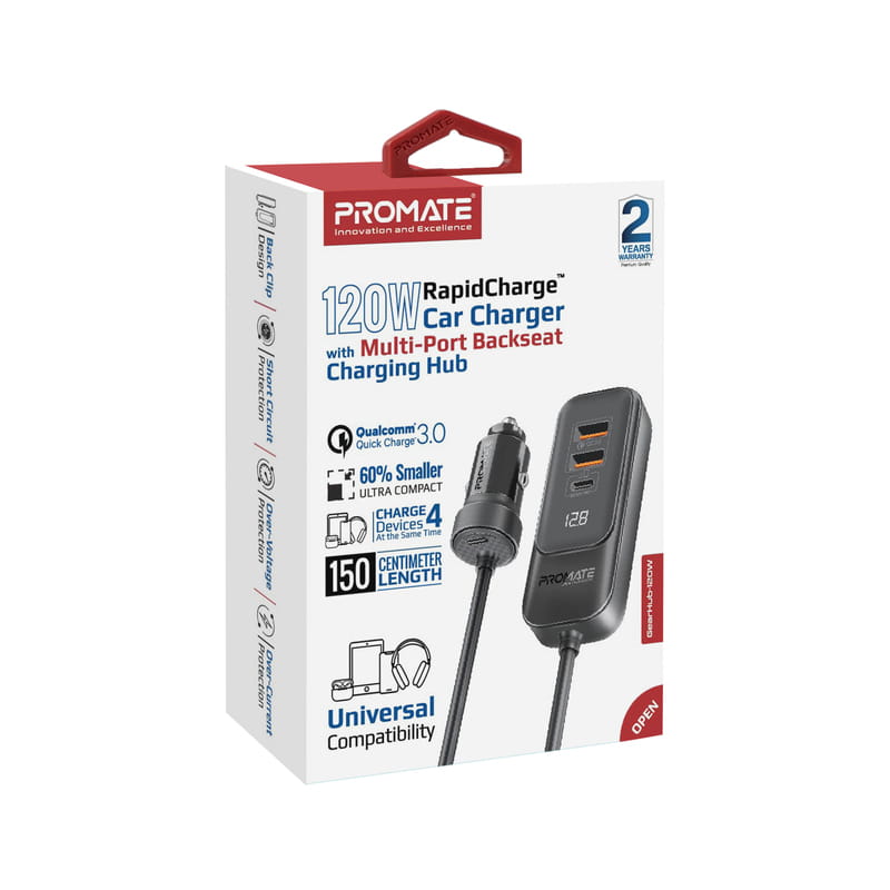 Автомобильное зарядное устройство Promate GearHub 120W Black