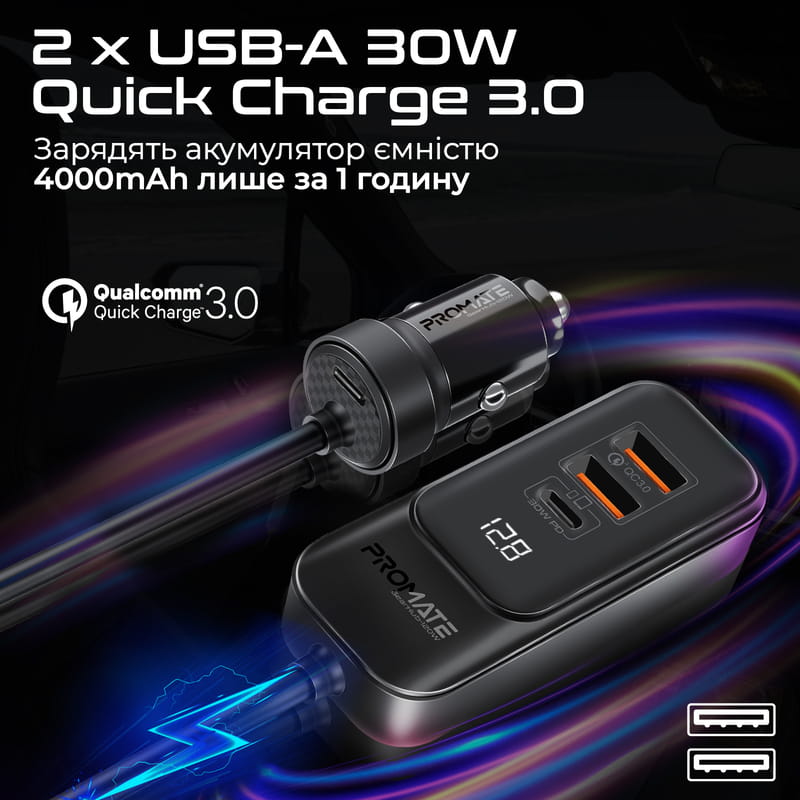 Автомобильное зарядное устройство Promate GearHub 120W Black