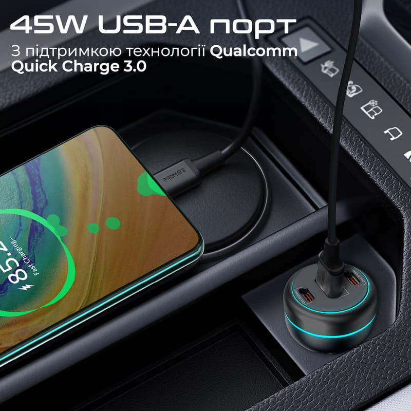 Автомобильное зарядное устройство Promate PowerDrive-230 230W Black
