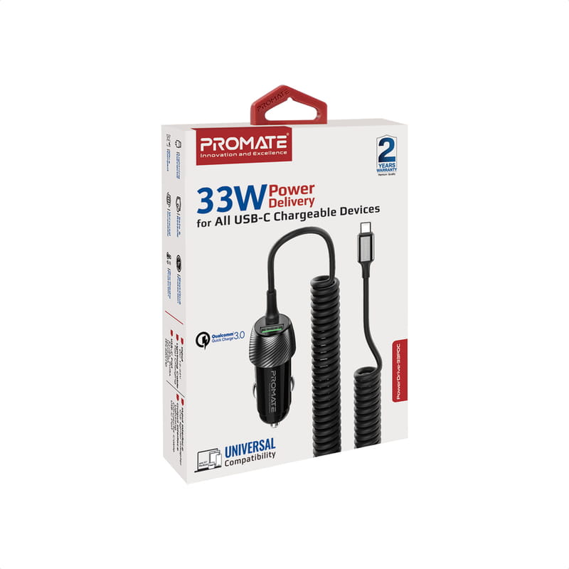 Автомобильное зарядное устройство Promate PowerDrive-33PDC 33W Black