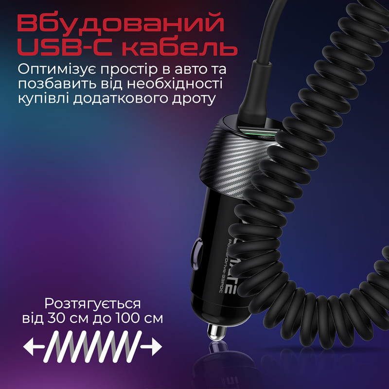 Автомобильное зарядное устройство Promate PowerDrive-33PDC 33W Black