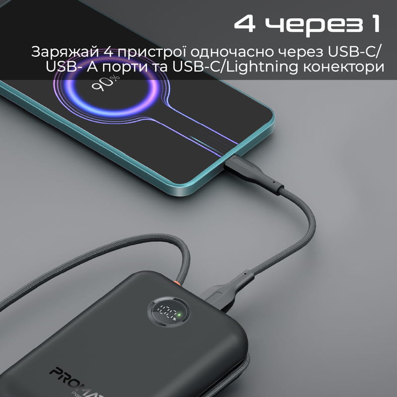 Универсальная мобильная батарея Promate PowerPod-30 30000mAh 35W Black