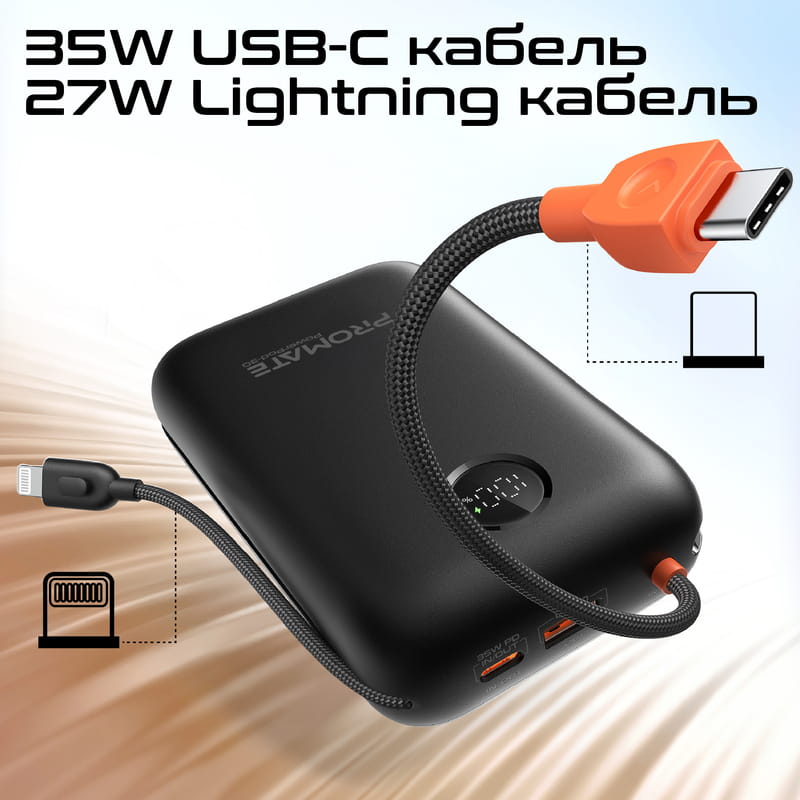 Универсальная мобильная батарея Promate PowerPod-30 30000mAh 35W Black