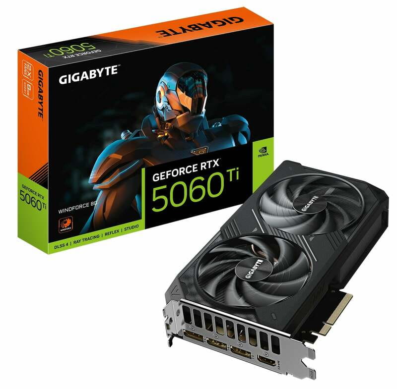Відеокарта GF RTX 5060 Ti  8GB GDDR7 Windforce Gigabyte (GV-N506TWF2-8GD)