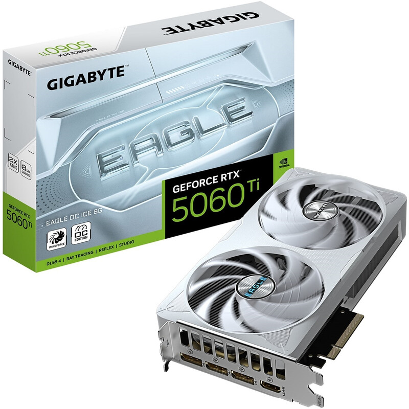 Видеокарта GF RTX 5060 Ti  8GB GDDR7 Eagle OC Ice Gigabyte (GV-N506TEAGLEOC ICE-8GD)