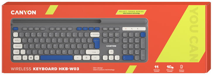 Клавіатура бездротова Canyon HKB-W03 Grey (CNS-HKBW03DG)