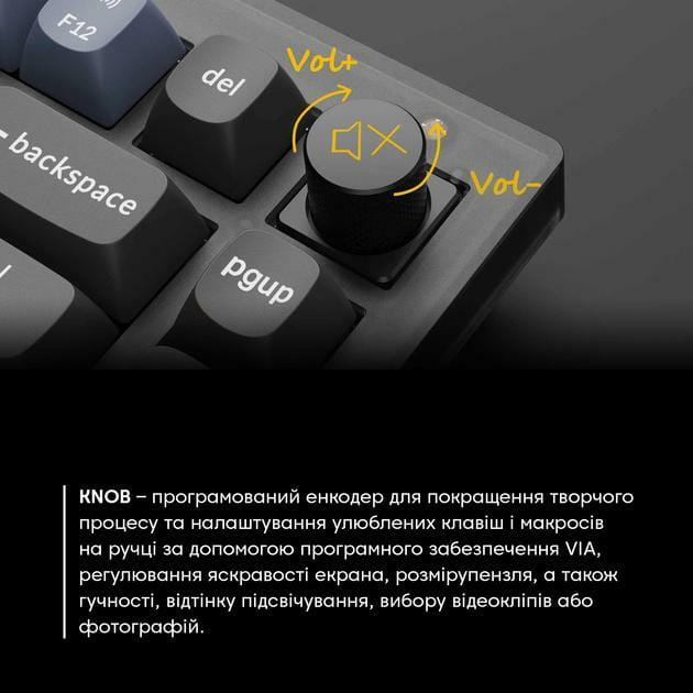 Клавиатура Keychron Q1 QMK HotSwappable Gateron G PRO Red RGB Knob USB Navy (Q1O1_KEYCHRON)