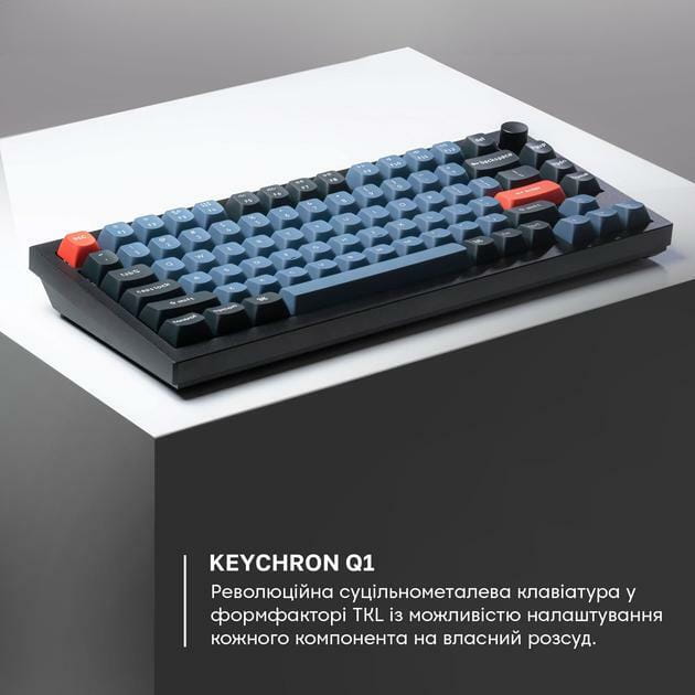 Клавиатура Keychron Q1 QMK HotSwappable Gateron G PRO Red RGB Knob USB Navy (Q1O1_KEYCHRON)