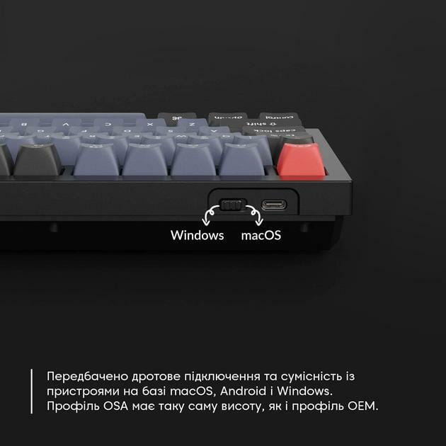 Клавиатура Keychron Q1 QMK HotSwappable Gateron G PRO Red RGB Knob USB Navy (Q1O1_KEYCHRON)