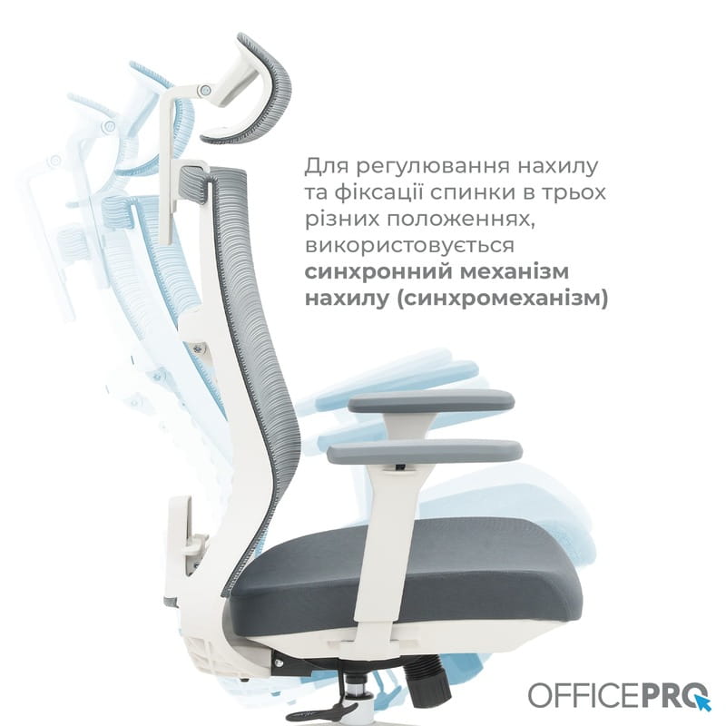 Крісло офісне Officepro Balance OC550-W-DG-DG White/Dark Gray