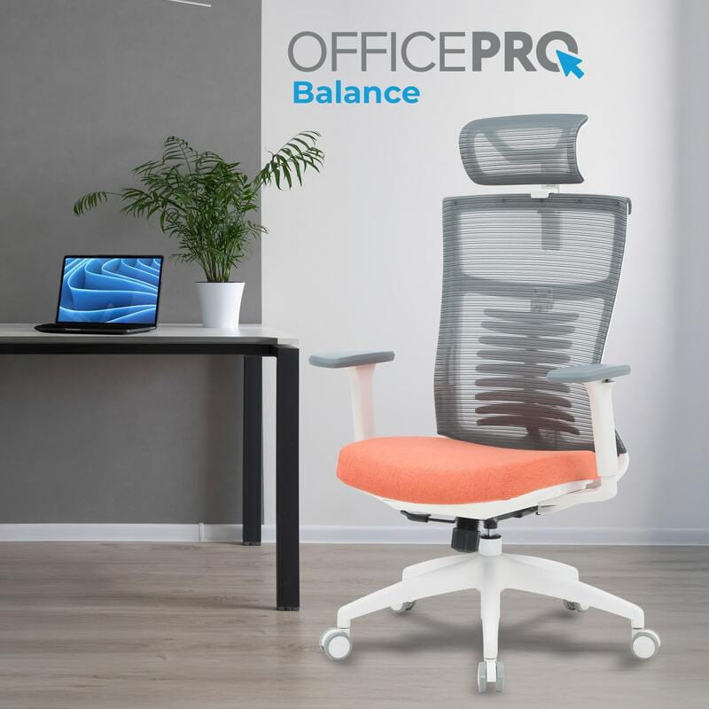 Кресло офисное Officepro Balance OC550-W-DG-OR White/Dark Gray/Orange
