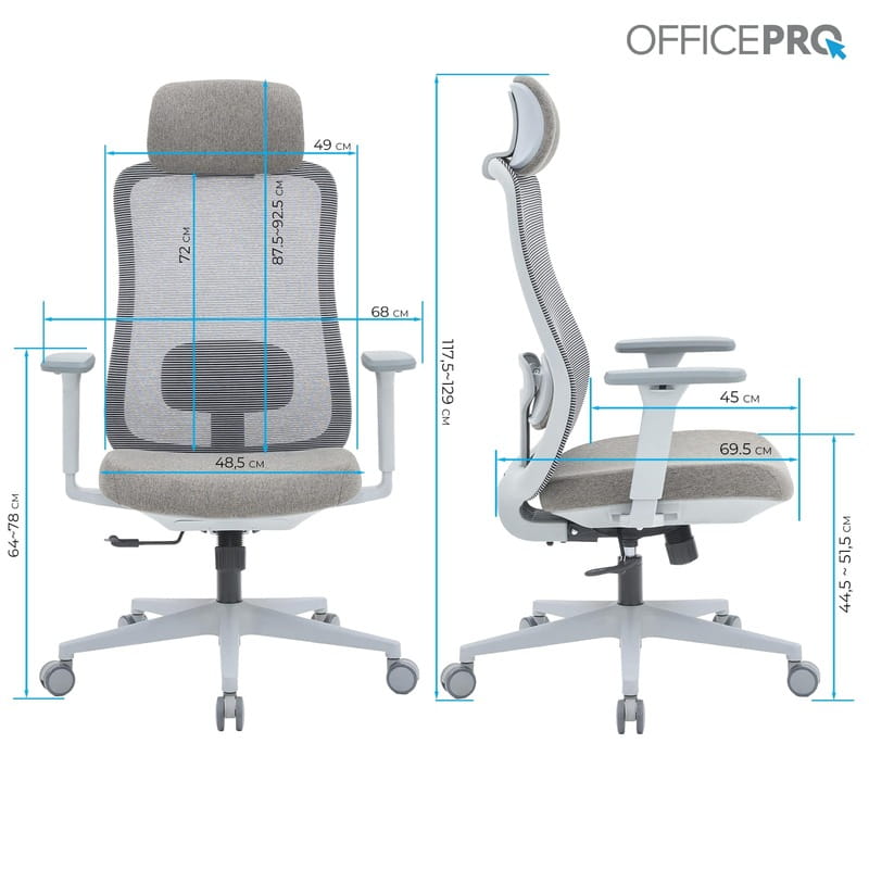 Крісло офісне OfficePro Wave OC599-G-G-G Gray