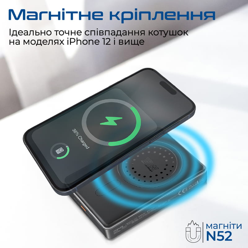 Универсальная мобильная батарея Promate Blade-10 MagSafe 10000mAh 20W Black