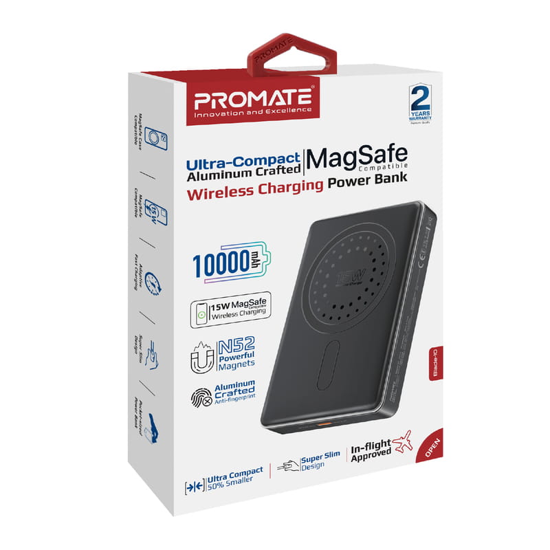 Универсальная мобильная батарея Promate Blade-10 MagSafe 10000mAh 20W Black