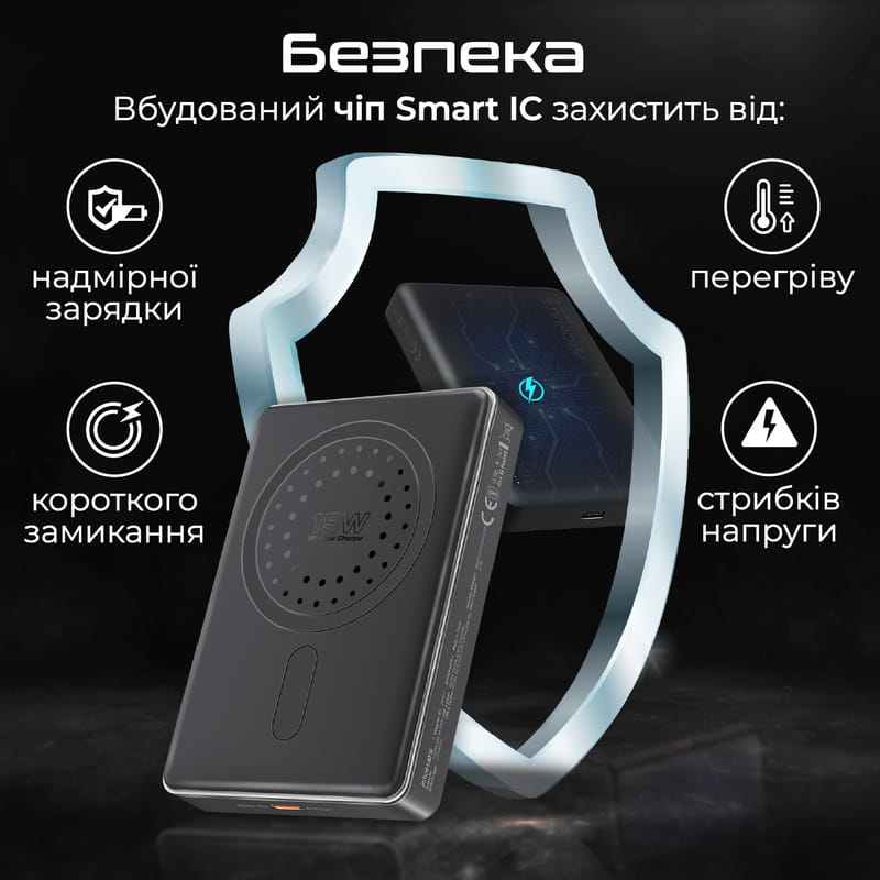Универсальная мобильная батарея Promate Blade-10 MagSafe 10000mAh 20W Black