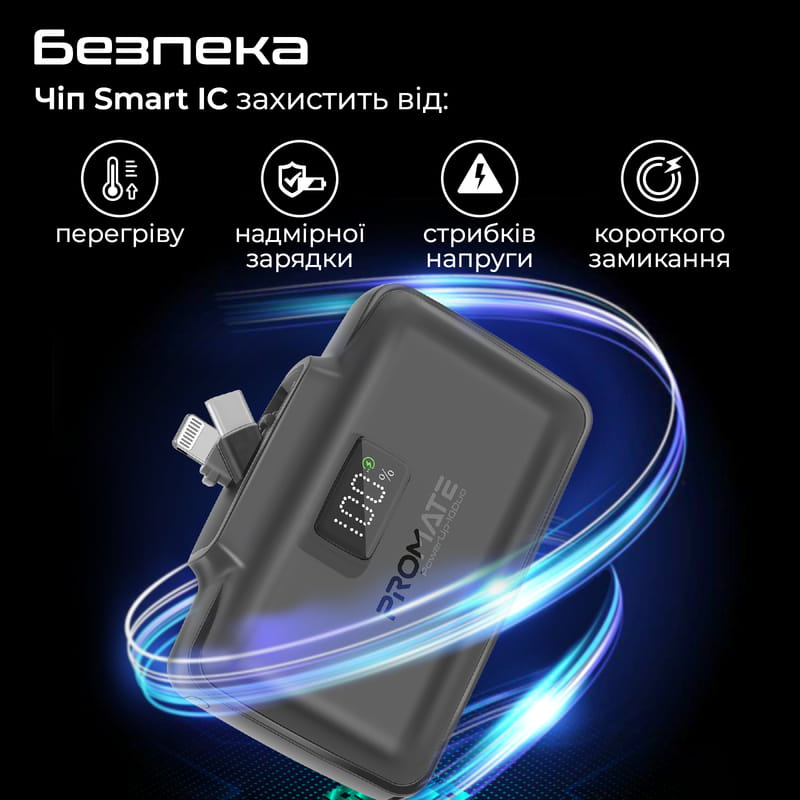 Универсальная мобильная батарея Promate PowerUp-10Duo 10000mAh 20W Black