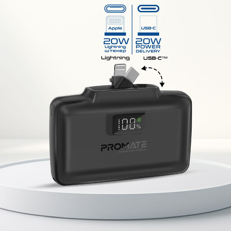 Универсальная мобильная батарея Promate PowerUp-10Duo 10000mAh 20W Black