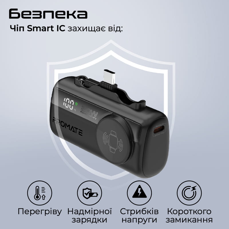 Универсальная мобильная батарея Promate PowerUp-Trio 5000mAh 20W Black