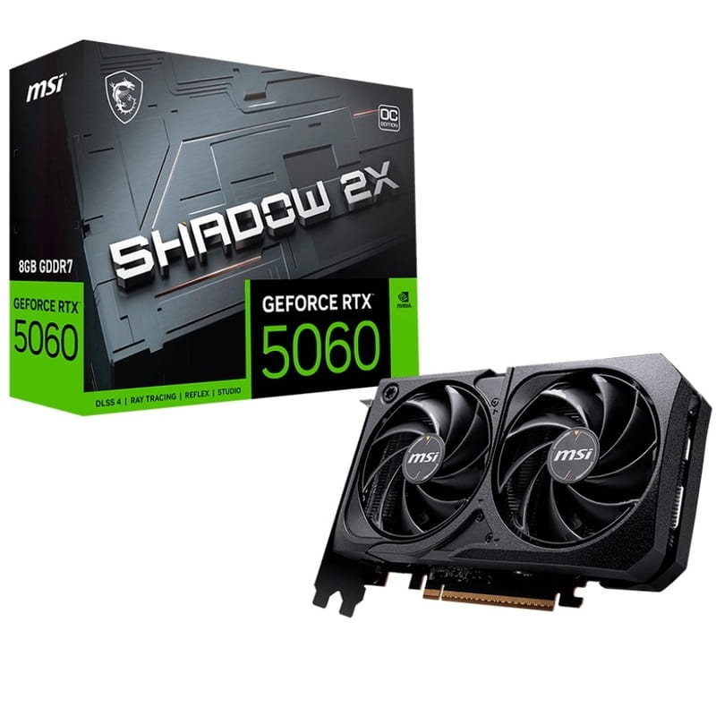 Видеокарта GF RTX 5060 8GB GDDR7 Shadow 2X OC MSI (GeForce RTX 5060 8G SHADOW 2X OC BULK)