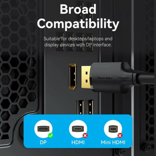 Кабель Vention DisplayPort - DisplayPort (M/M), 1.5 м, Black (HAKBG)
