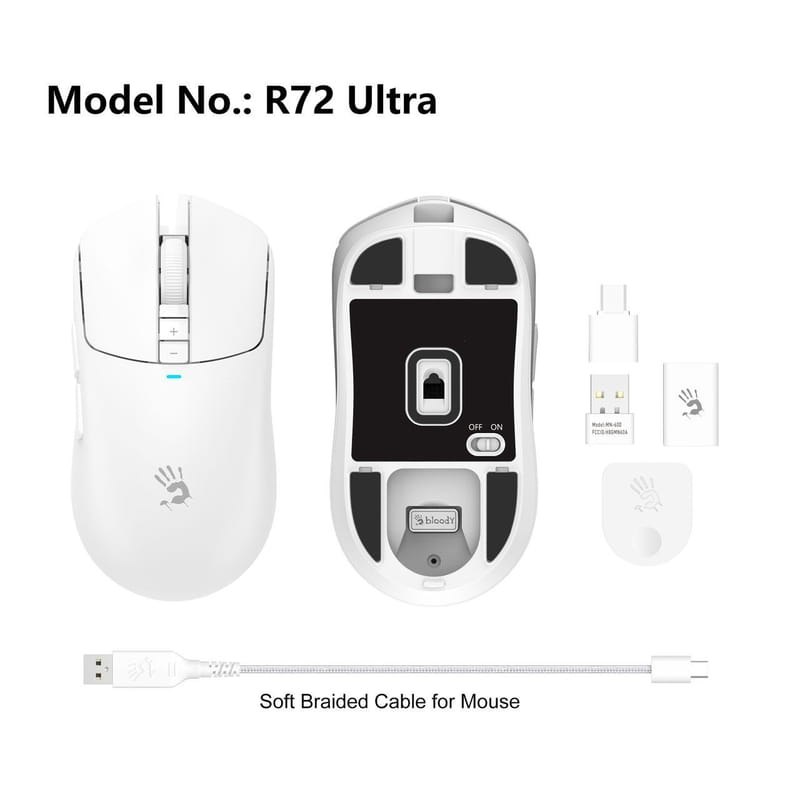 Мышь беспроводная Bloody R72 Ultra White