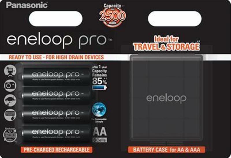 Аккумуляторы Panasonic Eneloop Pro AA/HR06 NI-MH 2500 mAh BL 4 шт + case
