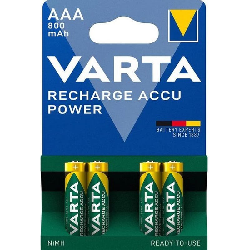 Аккумулятор Varta Recharge Accu AAA/HR03 Ni-MH 800 mAh BL 4шт