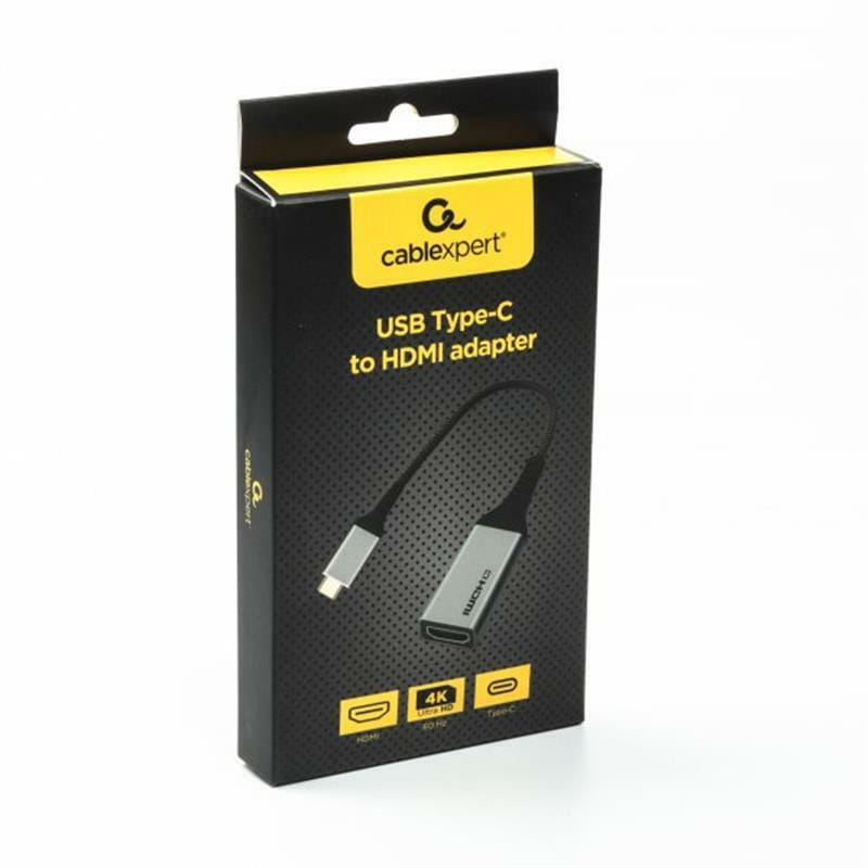 Переходник Cablexpert USB Type-C - HDMI (M/F), 0.15 м, черный/серебристый (A-CM-HDMIF4K)