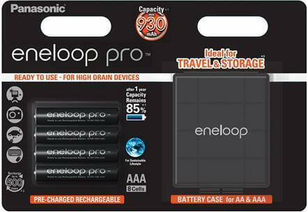 Аккумуляторы Panasonic Eneloop Pro AAA/HR03 NI-MH 930 mAh BL 4 шт + case