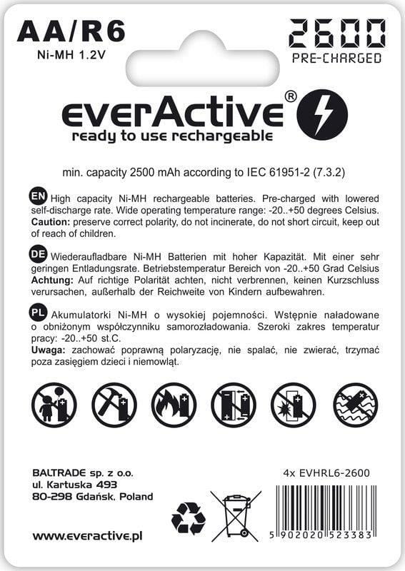 Аккумулятор everActive AA/HR06 Ni-MH 2600mAh BL 4шт