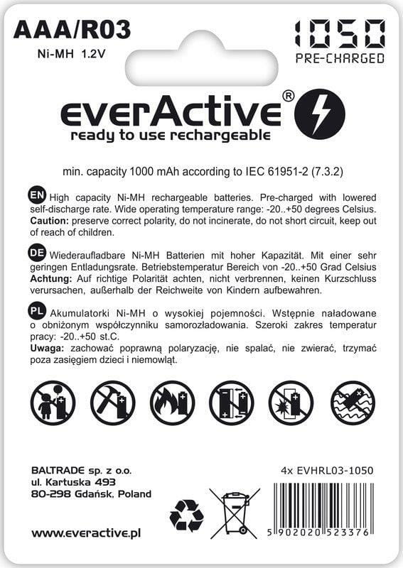 Аккумулятор everActive AAA/HR03 Ni-MH 1050mAh BL 4шт