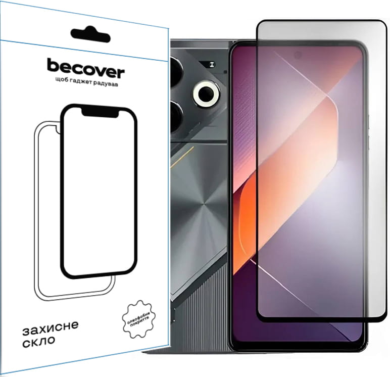 Защитное стекло BeCover для Tecno Pova 6 (LI7) Black (711580)