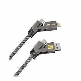 Кабель Luxe Cube Armored USB + USB Type-C - USB Type-C + Lightning (M/M), 60W, 1 м, Grey (4826896894341)