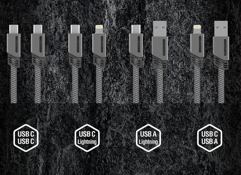 Кабель Luxe Cube Armored USB + USB Type-C - USB Type-C + Lightning (M/M), 60W, 1 м, Grey (4826896894341)