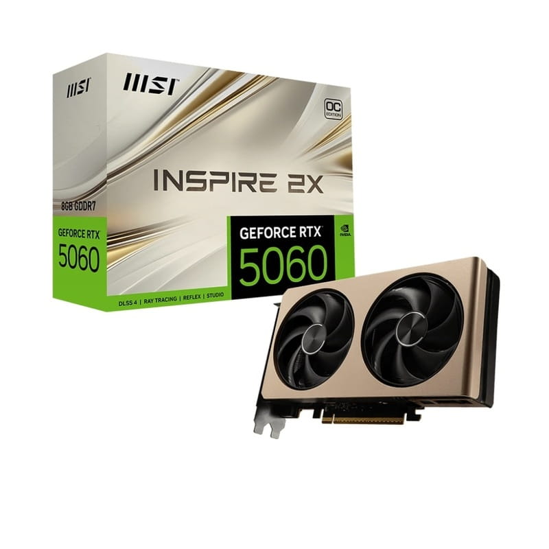Відеокарта GF RTX 5060 8GB GDDR7 Inspire 2X OC MSI (GeForce RTX 5060 8G INSPIRE 2X OC)