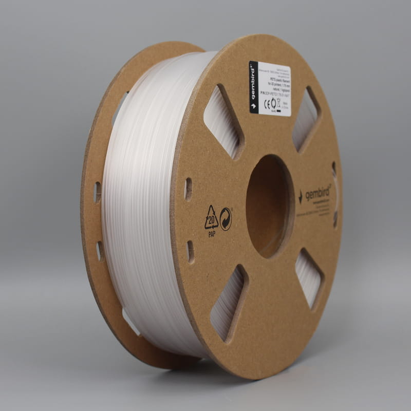 Филамент пластик Gembird для 3D-принтера 3DP-PETG 1.75 мм 1 кг, белый (3DP-PETG1.75-01-NAT)