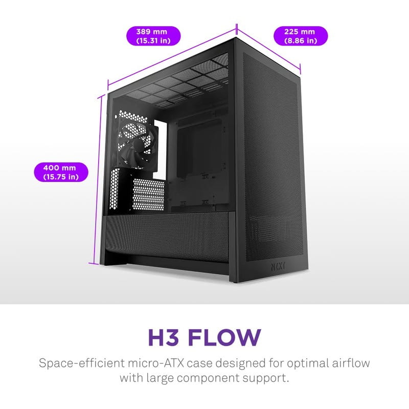 Корпус NZXT H3 Flow Black без БЖ (CC-H31FB-01)