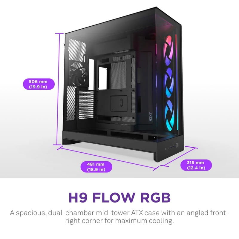 Корпус NZXT H9 Flow RGB Black без БЖ (CM-H92FB-R1)
