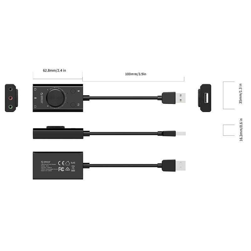 Звуковая плата Orico (CA911448) SC2-BK Black USB2.0-Audio
