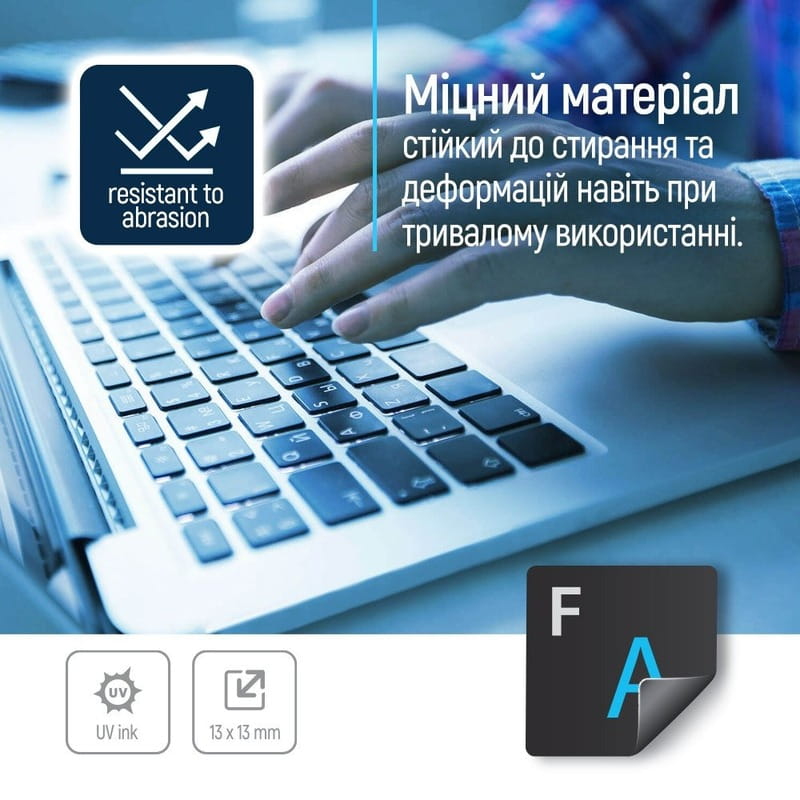 Наклейка на клавіатуру СolorWaу непрозора чорна, біло-синя (CW-BWBL)