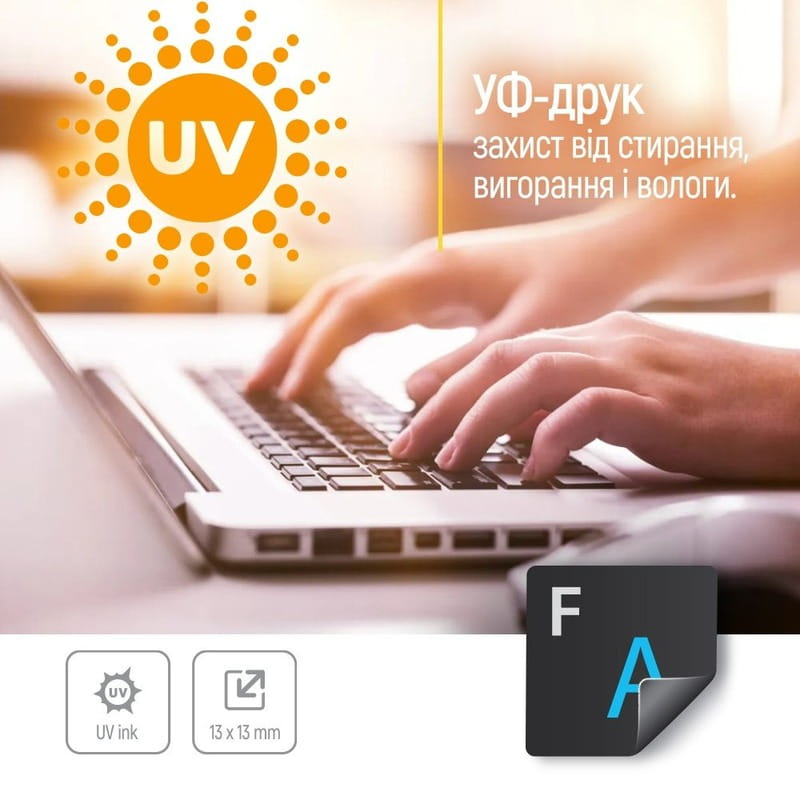 Наклейка на клавіатуру СolorWaу непрозора чорна, біло-синя (CW-BWBL)