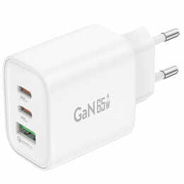 Зарядний пристрій Foneng GaN10 (1хUSB, 2хUSB-C) 65W White (GaN10-EU-CH-TC-W) + кабель USB Type-C